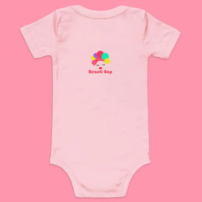 Baby short sleeve one piece in Pink Printed Logo