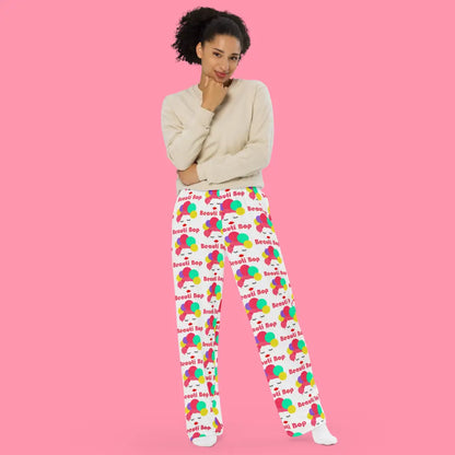 Woman Wearing All-over print unisex wide-leg pants