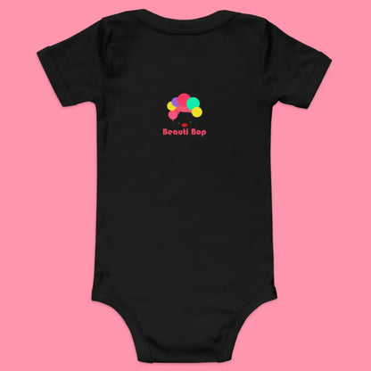 Baby short sleeve one piece in Black Printed Logo