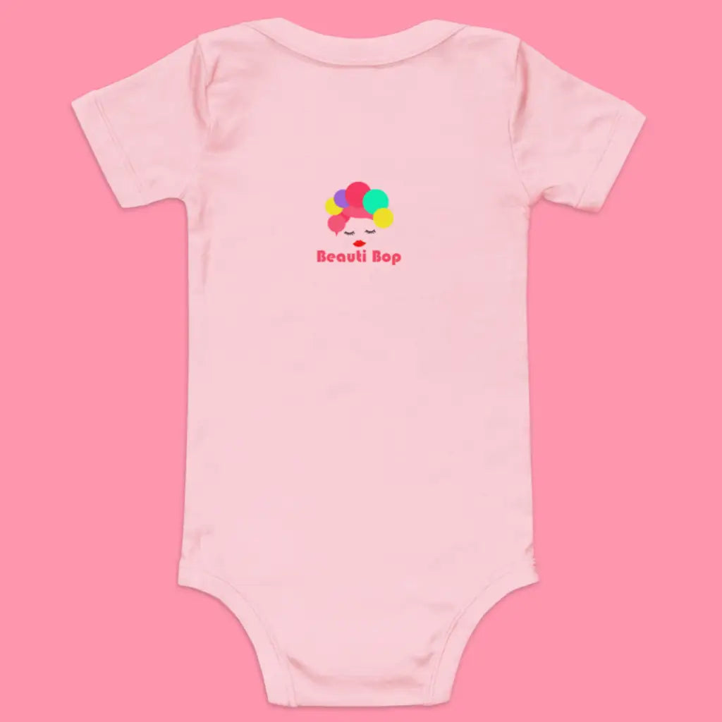 Baby short sleeve one piece in Pink Printed Logo