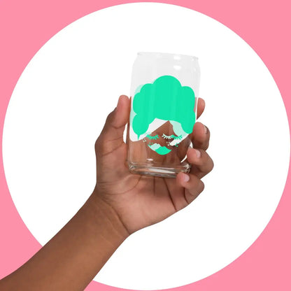 Beauti Bop Can Shaped Glass Green Logo