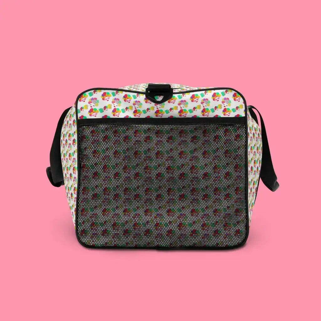 Beauti Bop Pattern Print All Over Duffle Bag White Side View