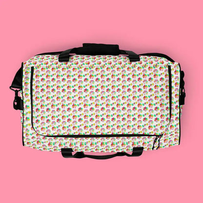 Beauti Bop Pattern Print All Over Duffle Bag White Top View