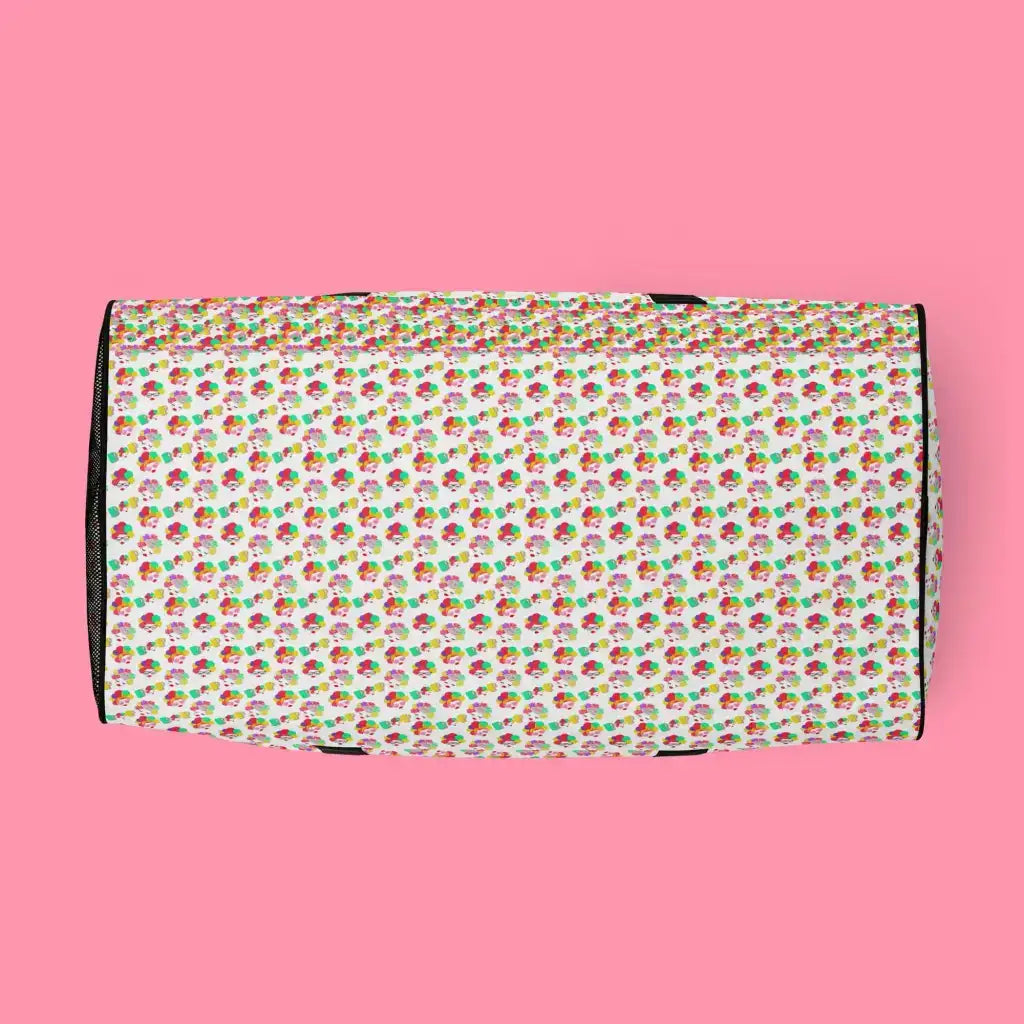 Beauti Bop Pattern Print All Over Duffle Bag White Top View